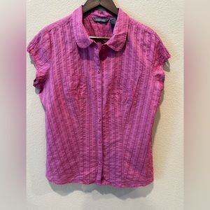 Hillard and Hanson Women’s Pink Button-Up Shirt, Sleeveless - Size XL